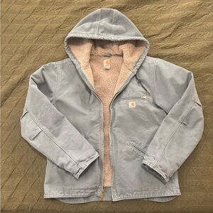 RARE COLOR! WOMEN'S SHERPA LINED JACKET - LOOSE FIT - WASHED DUCK CANVAS